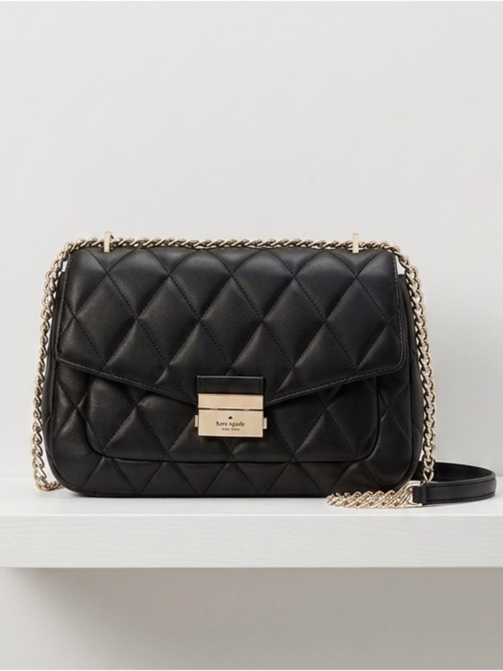 Kate Spade Carey Smooth Leather Medium Flap Quilted Shoulder Crossbody Bag